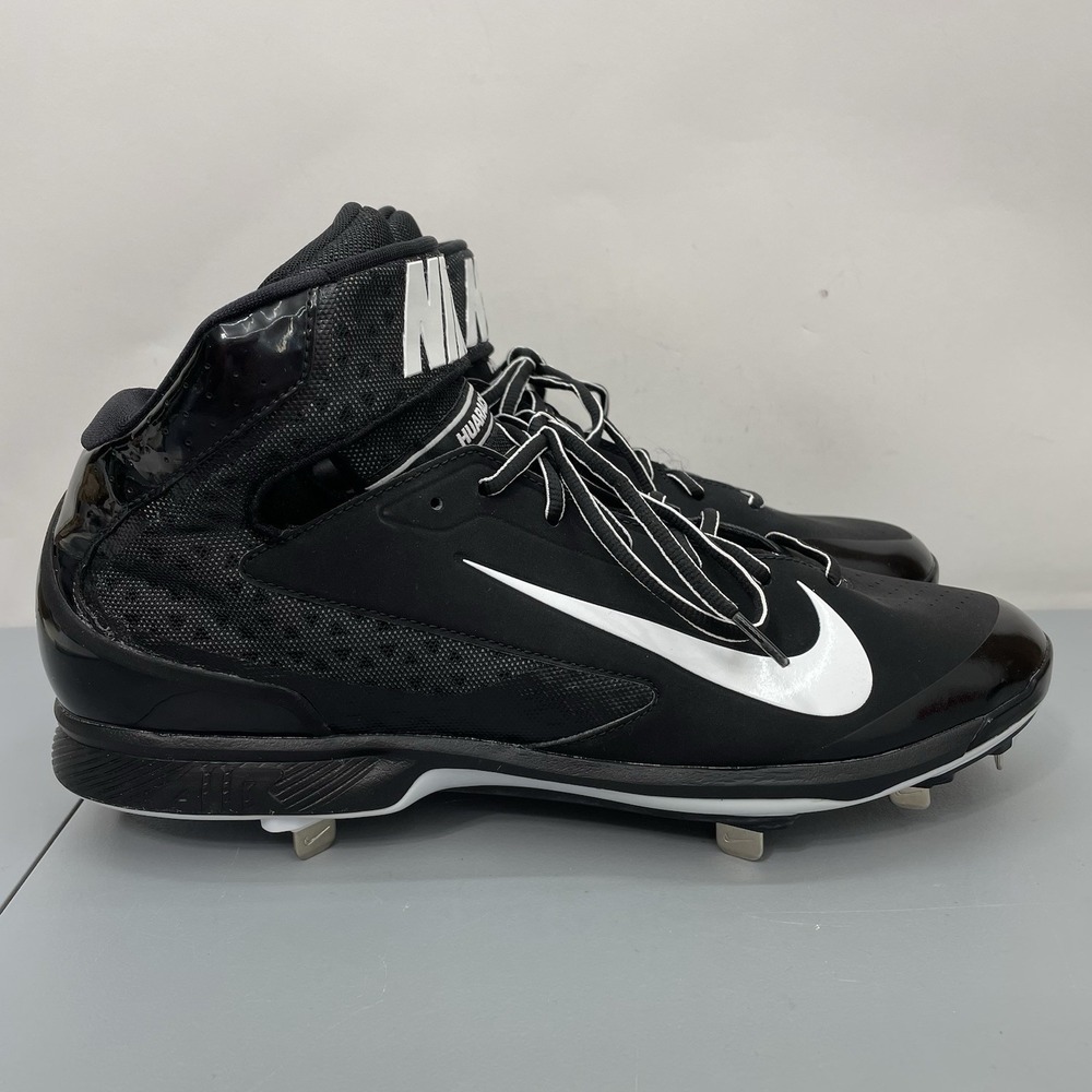 Nike Huarache Pro Mid Metal Baseball Cleats Shoes Black Mens 14
